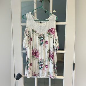 Torrid Open Shoulder Flowered Blouse